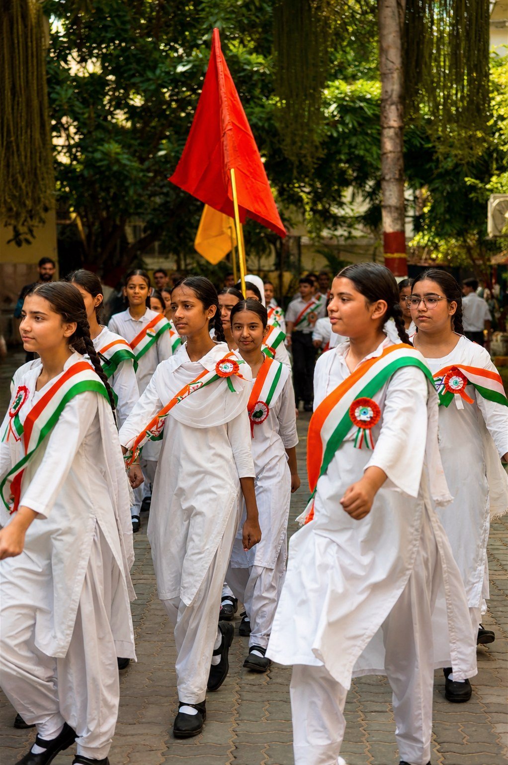 The Independence Day march-past in the school premises