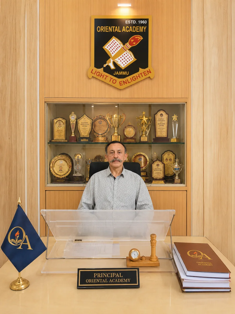 Shri Vivek Prakash Chauhan, Principal of Oriental Academy, at his office
